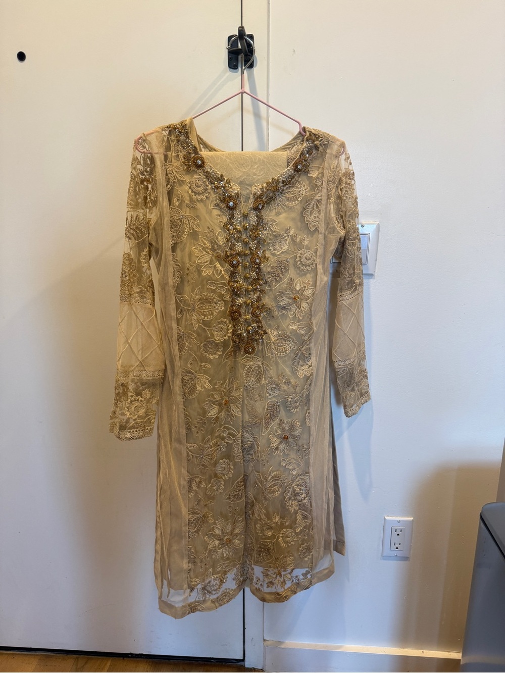 Embellished Gold Lace Women’s Shalwar Kameez